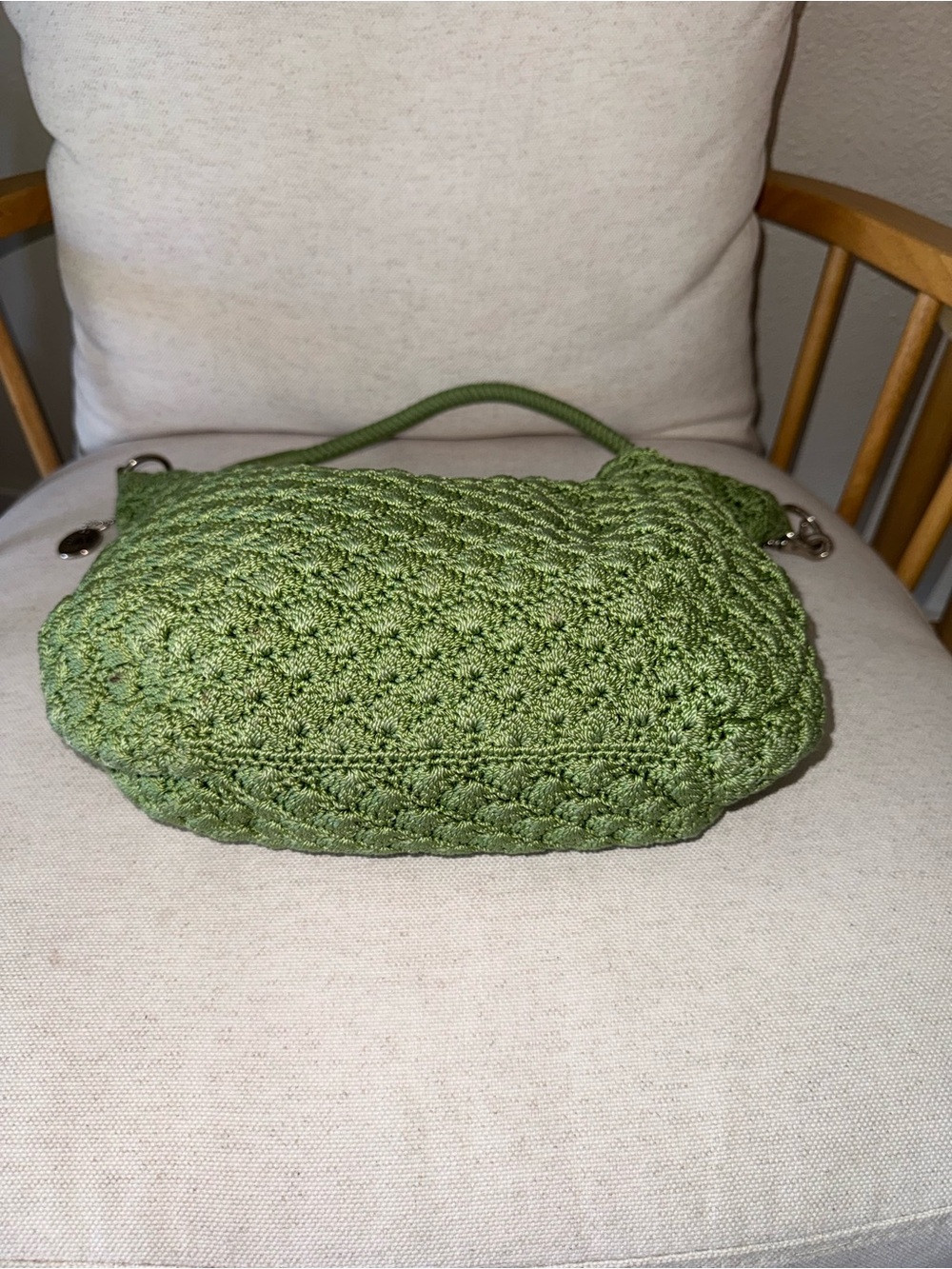 The Sak Granny Crochet Sage Green Slouchy Hobo Woven Bag Women’s Shoulder Purse - Picture 6 of 16